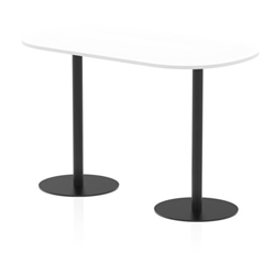 Italia 1800mm Poseur Boardroom Table White Top 1145mm High Black Leg