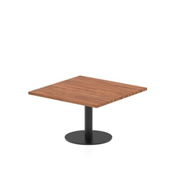 Italia 800mm Square Coffee Table Walnut Top 475mm High Black Leg