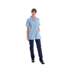 Work in Style Female Nursing Tunic Sky with White Trim 34 Inch DVDTR/SKY/WHT/34