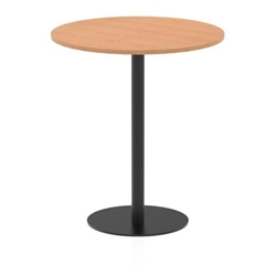 Italia 1000mm Poseur Round Table Oak Top 1145mm High Black Leg