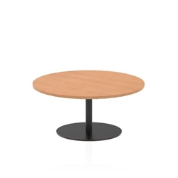 Italia 1000mm Round Coffee Table Oak Top 475mm High Black Leg
