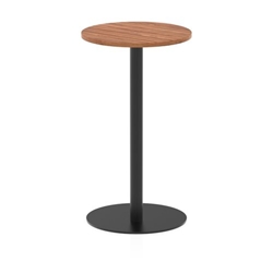 Italia 600mm Poseur Round Table Walnut Top 1145mm High Black Leg