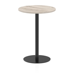 Italia 800mm Poseur Round Table Grey Oak Top 1145mm High Black Leg