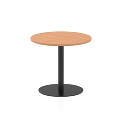 Italia 800mm Poseur Round Table Oak Top 720mm High Black Leg