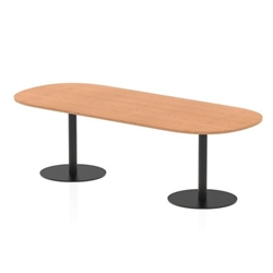 Italia 2400mm Poseur Boardroom Table Oak Top 720mm High Black Leg