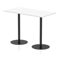 Italia 1600 x 800mm Poseur Rectangular Table White Top 1145mm High Black Leg