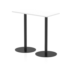Italia 1200 x 600mm Poseur Rectangular Table White Top 1145mm High Black Leg