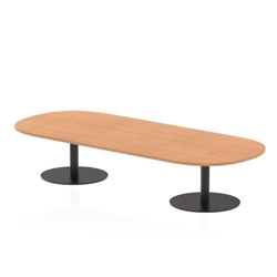 Italia 2400mm Boardroom Coffee Table Oak Top 475mm High Black Leg