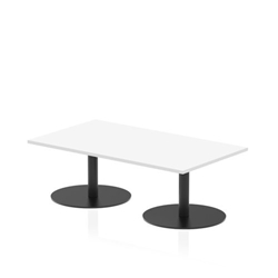 Italia 1400 x 800mm Rectangular Coffee Table White Top 475mm High Black Leg