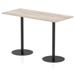 Italia 1800 x 800mm Poseur Rectangular Table Grey Oak Top 1145mm High Black Leg