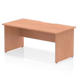Impulse 1600 x 800mm Scalloped Edge Straight Office Desk Beech Top Panel End Leg