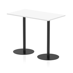 Italia 1400 x 800mm Poseur Rectangular Table White Top 1145mm High Black Leg