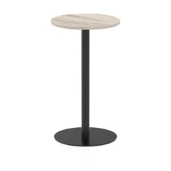 Italia 600mm Poseur Round Table Grey Oak Top 1145mm High Black Leg