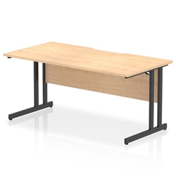 Impulse 1600 x 800mm Scalloped Edge Straight Office Desk Maple Top Black Cantilever Leg