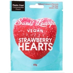 SWEET LOUNGE - VEGAN FIZZY STRAWBERRY HEARTS - 10X65G