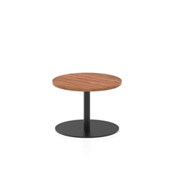 Italia 600mm Round Coffee Table Walnut Top 475mm High Black Leg
