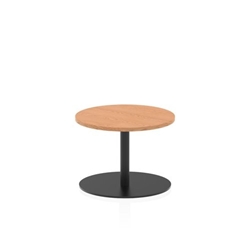 Italia 600mm Round Coffee Table Oak Top 475mm High Black Leg