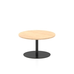 Italia 800mm Round Coffee Table Maple Top 475mm High Black Leg
