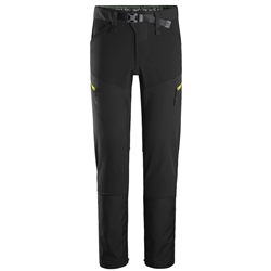 Snickers 6948 Flexiwork Softshell Stretch Trousers Black/Neon Yellow [Size 48]