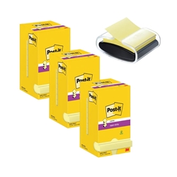 Post-it Super Sticky Z-Notes 76x76mm 90 Sheets Canary Yellow (Pack of 12) R330-12SSCY x3 + FREE Dispenser