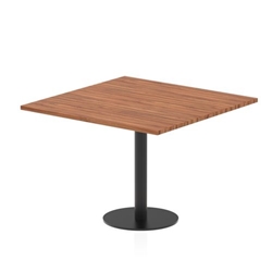 Italia 1000mm Poseur Square Table Walnut Top 720mm High Black Leg