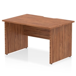 Impulse 1200 x 800mm Scalloped Edge Straight Office Desk Walnut Top Panel End Leg