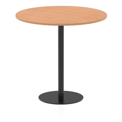 Italia 1200mm Poseur Round Table Oak Top 1145mm High Black Leg
