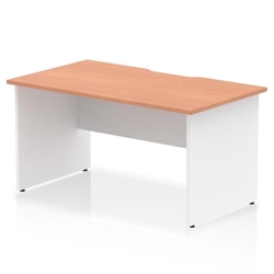 Impulse 1400 x 800mm Scalloped Edge Straight Office Desk Beech Top White Panel End Leg