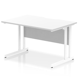 Impulse 1200 x 800mm Scalloped Edge Straight Office Desk White Top White Cantilever Leg