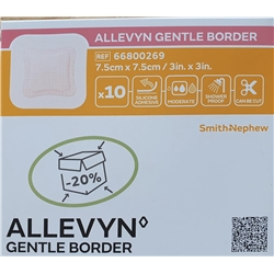 Allevyn Gentle Border Dressing 7.5cm x 7.5cm per 10   (66800269)