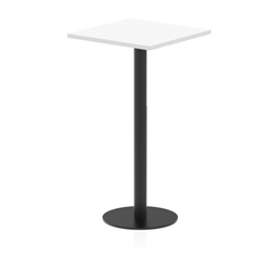 Italia 600mm Poseur Square Table White Top 1145mm High Black Leg