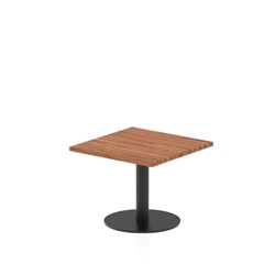 Italia 600mm Square Coffee Table Walnut Top 475mm High Black Leg