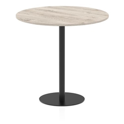 Italia 1200mm Poseur Round Table Grey Oak Top 1145mm High Black Leg