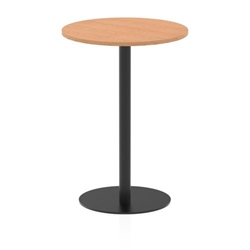 Italia 800mm Poseur Round Table Oak Top 1145mm High Black Leg
