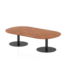 Italia 1800mm Boardroom Coffee Table Walnut Top 475mm High Black Leg