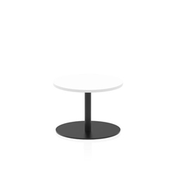 Italia 600mm Round Coffee Table White Top 475mm High Black Leg