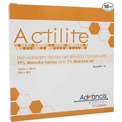 Actilite non-dherent dressing coated in 99% manuka honey, 1% manuka oil - pk10
