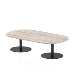 Italia 1800mm Boardroom Coffee Table Grey Oak Top 475mm High Black Leg