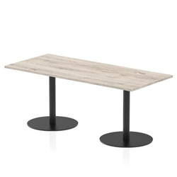 Italia 1800 x 800mm Poseur Rectangular Table Grey Oak Top 720mm High Black Leg