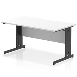 Impulse 1400 x 800mm Scalloped Edge Straight Office Desk White Top Black Cable Managed Leg