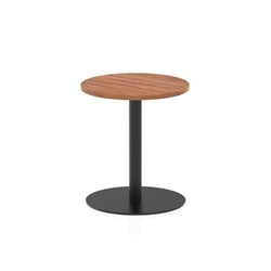 Italia 600mm Poseur Round Table Walnut Top 720mm High Black Leg