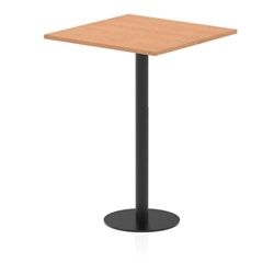 Italia 800mm Poseur Square Table Oak Top 1145mm High Black Leg