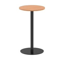 Italia 600mm Poseur Round Table Oak Top 1145mm High Black Leg