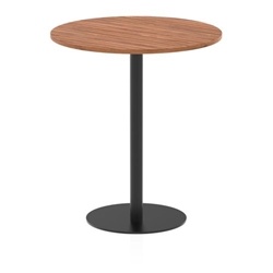 Italia 1000mm Poseur Round Table Walnut Top 1145mm High Black Leg