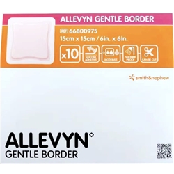 Allevyn Gentle Border 15cm x 15cm (10s) Extra Large Wound Foam Dressing, Pressure Ulcers, Diabetic Foot Ulcers, Operating Wounds