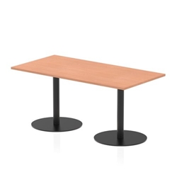 Italia 1600 x 800mm Poseur Rectangular Table Beech Top 720mm High Black Leg