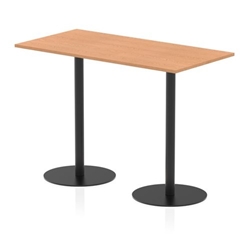 Italia 1600 x 800mm Poseur Rectangular Table Oak Top 1145mm High Black Leg