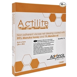 Actilite non-dherent dressing coated in 99% manuka honey/1% oil - 5 x 5cm - pk10