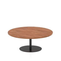 Italia 1200mm Round Coffee Table Walnut Top 475mm High Black Leg