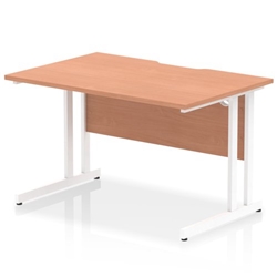 Impulse 1200 x 800mm Scalloped Edge Straight Office Desk Beech Top White Cantilever Leg